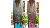 hamsa hand bronze pendant tassels necklace crystal bead 2color
